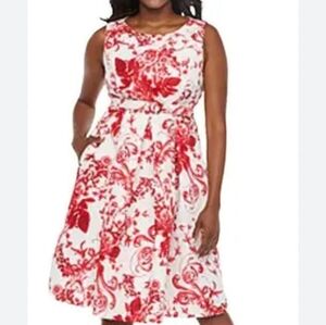 NWT Danny & Nicole Pink and White Fit & Flare Mindi Floral Dress      Size 16
